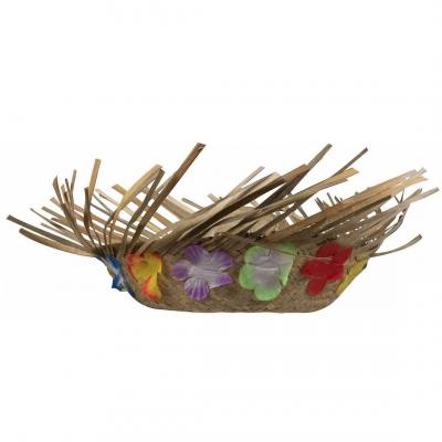 95424 accessoire de deguisement adulte chapeau hawaien en paille et fleurs