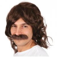 96015 accessoire de deguisement perruque et moustache adulte brun annees 70