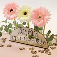 Aa3019 decoration centre de table joyeux anniversaire eprouvette bois