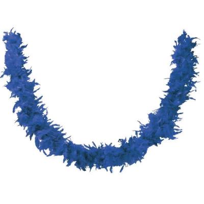 Accessoire de deguisement avec boa en plumes bleu fonce