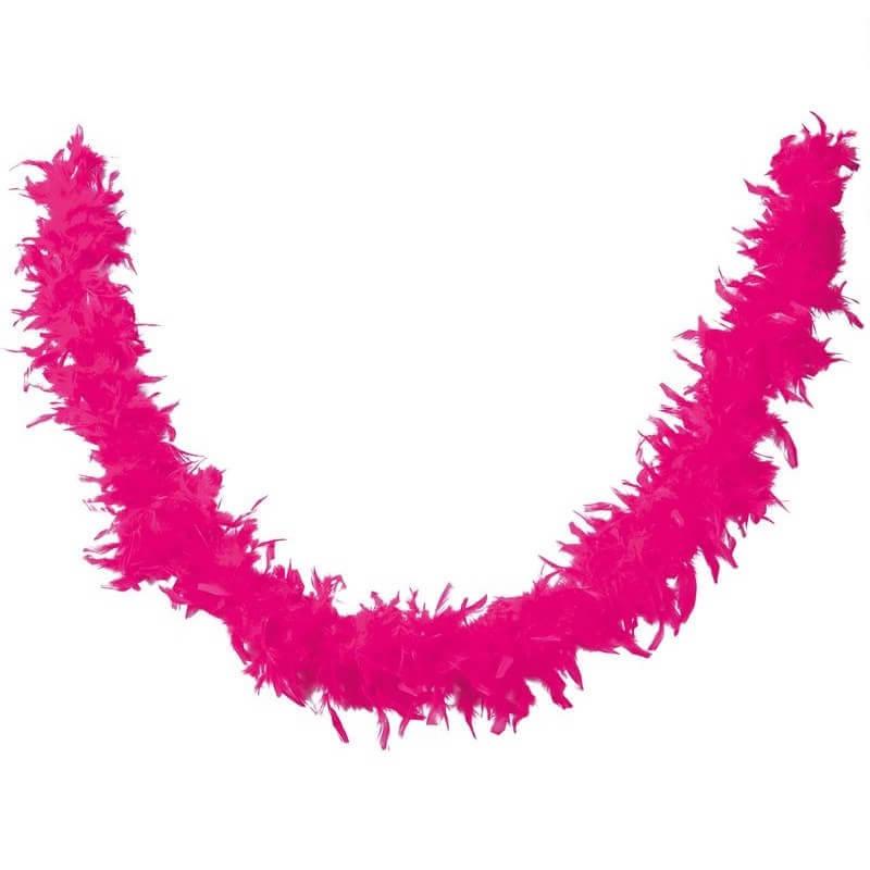 Accessoire de deguisement avec boa en plumes rose fuchsia