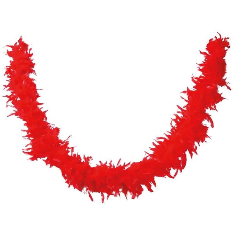 Accessoire de deguisement avec boa en plumes rouge