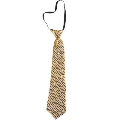 Accessoire de deguisement avec cravate dore or avec sequins