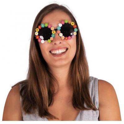 Accessoire de déguisement avec 1 paire de lunettes mini fleurs REF/18524 Thème Hippie ou Fleurs