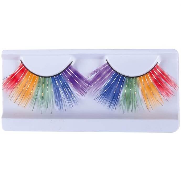 Accessoire de deguisement visage avec faux cils multicolore