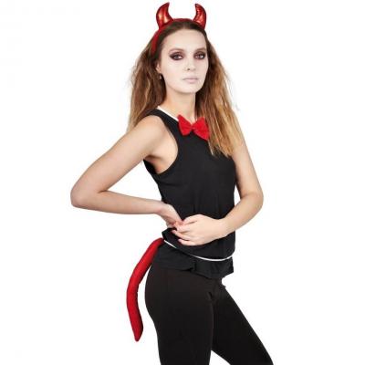 Accessoire déguisement Halloween Diable rouge: 1 serre-tête + 1 noeud papillon + 1 queue REF/60125