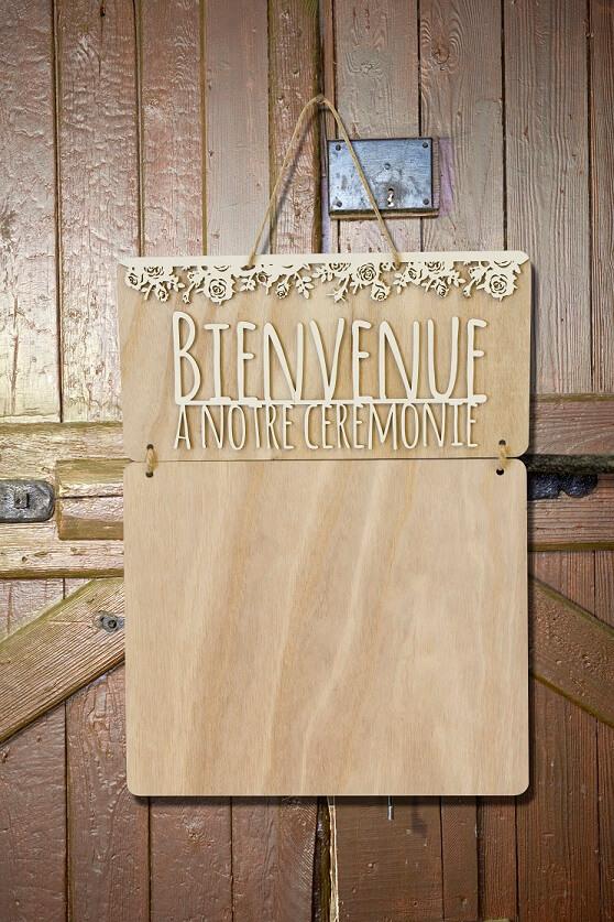 Acm649 pancarte panneau bienvenue en bois