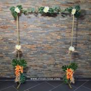 Belle arche rectangulaire en fleur tropicale artificielle pour thème Jungle, Voyage, Tropique… REF/PES-363
