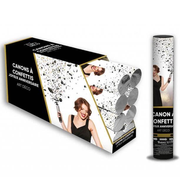 Ardcac00 canon a confettis joyeux anniversaire papier noir et dore or