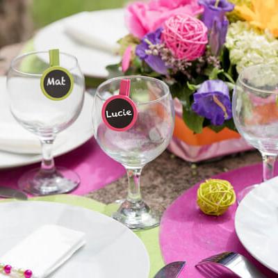 Ardoise rond sur pince fuchsia