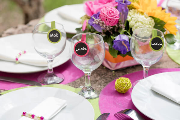 Ardoise rond sur pince fuchsia