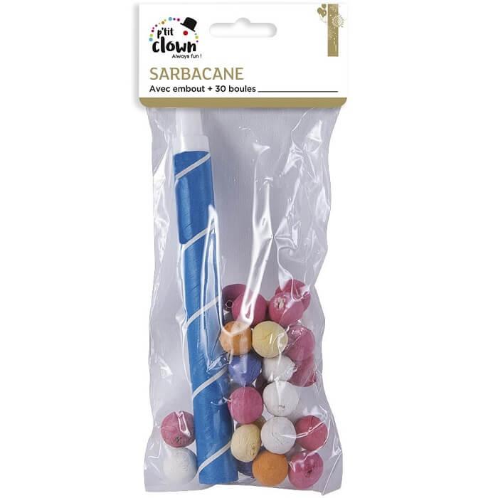 Article de fete avec sarbacane et boule en papier