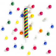 Article de fête avec sarbacane et 30 boules en papier multicolore (x1) REF/71041
