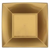 Assiette a dessert 18cm plastique reutilisable dore or
