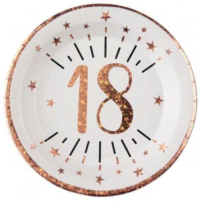 Assiette anniversaire 18 ans blanche et rose gold