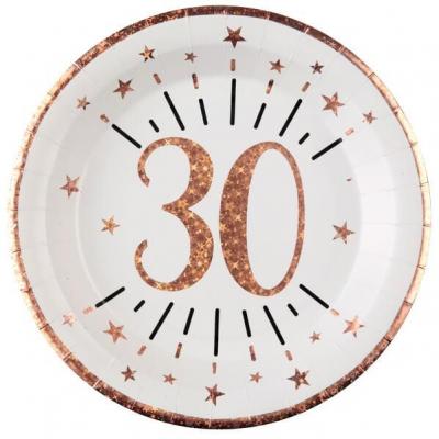 Assiette anniversaire 30 ans blanche et rose gold