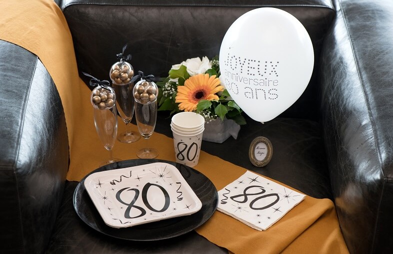Assiette anniversaire 80ans blanc
