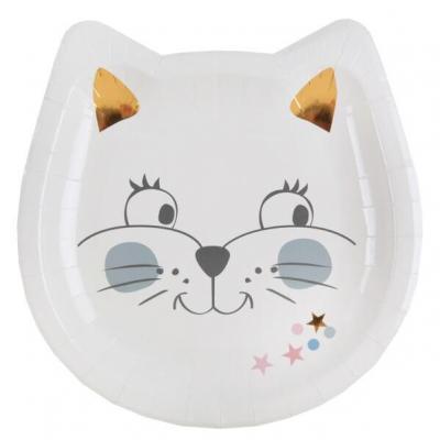 Assiette anniversaire enfant chaton multicolore 18cm (x10) REF/6691