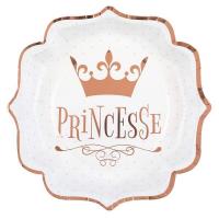 Assiette anniversaire princesse blanche et rose gold