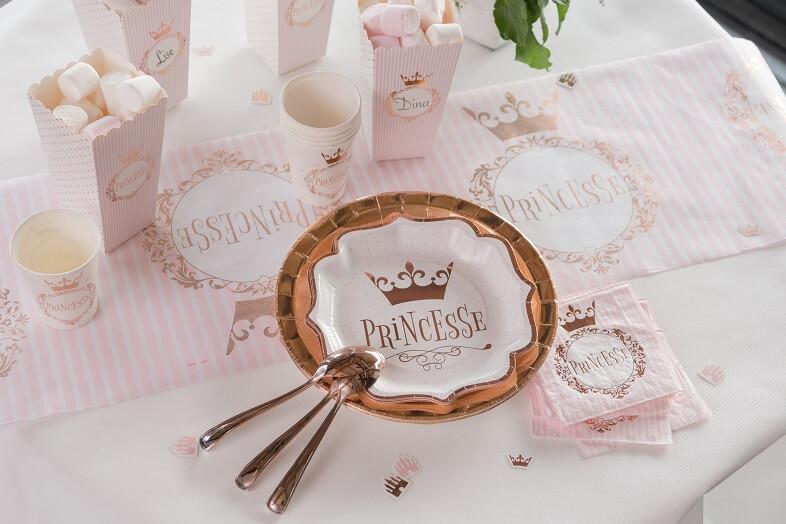 Assiette anniversaire princesse blanche rose gold
