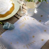 Assiette baby shower bleu ciel et or