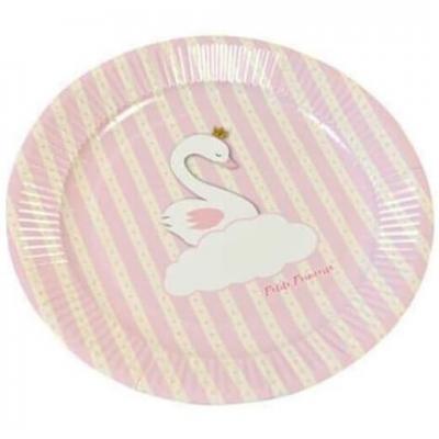 Assiette baby shower rose avec cygne