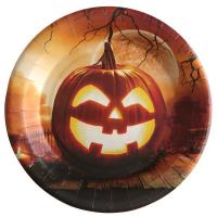 Assiette carton halloween citrouille