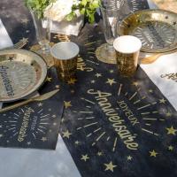 Assiette en carton jetable joyeux anniversaire dore