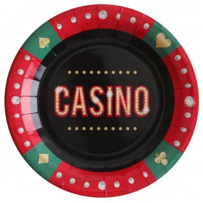 Assiette en carton jeux de Casino 22,5 cm (x10) REF/6677