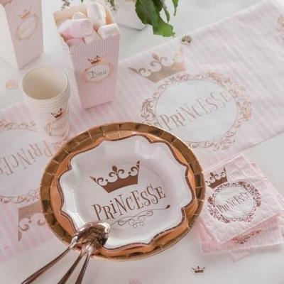 Assiette anniversaire princesse blanche rose gold