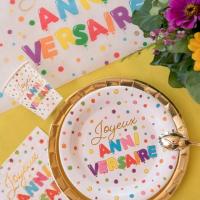 Assiette joyeux anniversaire fiesta multicolore