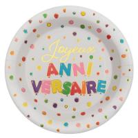 Assiette joyeux anniversaire multicolore