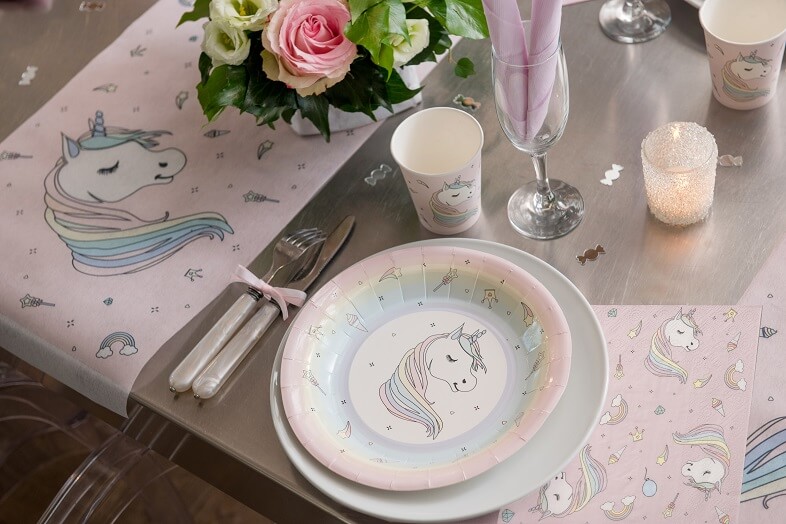 Assiette licorne rose