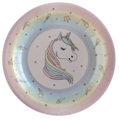 Assiette licorne rose (x10) REF/6241