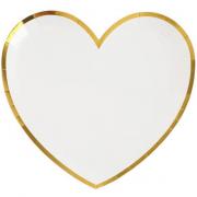 Assiette coeur blanche et dorée métallisée (x10) REF/6811