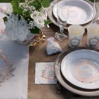 Assiette mariage just married blanc et rose gold metallique