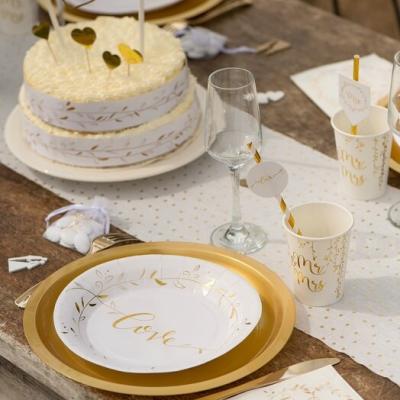 Assiette mariage blanc et or love
