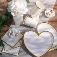 Assiette mariage st valentin coeur en carton blanche et doree