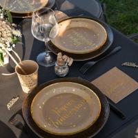 Assiette naturel et dore or metallise anniversaire