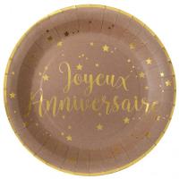 Assiette naturelle et doree or metallisee anniversaire