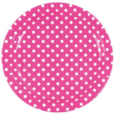 Assiette pois 22.5cm: Fuchsia (x10) REF/3542