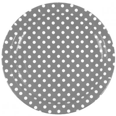 Assiette pois 23cm grise