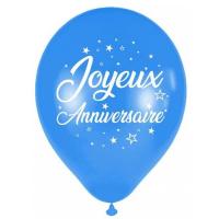 Bal00 ballon latex bleu metallise joyeux anniversaire 30cm
