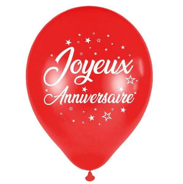Ballon français joyeux anniversaire rouge en latex REF/9323