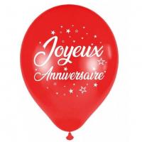 Bal00 ballon latex rouge metallise joyeux anniversaire 30cm