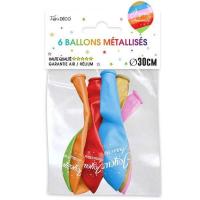 Bal00m ballon metallique multicolre joyeux anniversaire en latex