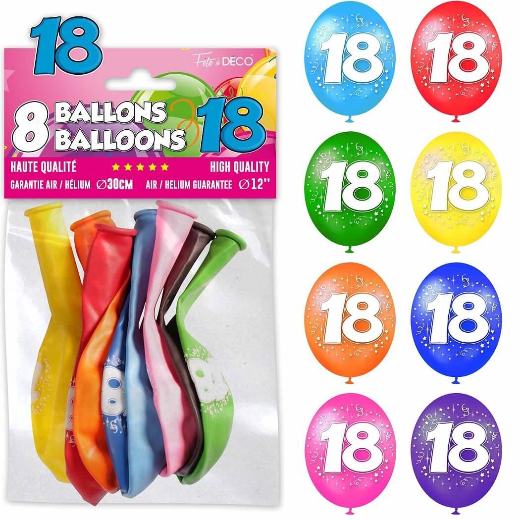 Bal02 boutique pas de calais decoration ballon latex anniversaire multicolore 18ans