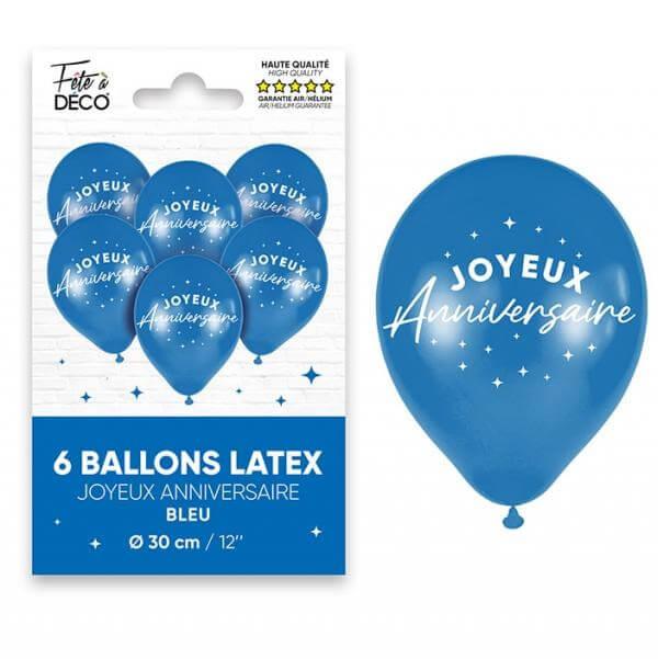 Bal24 ballon latex bleu 30cm joyeux anniversaire