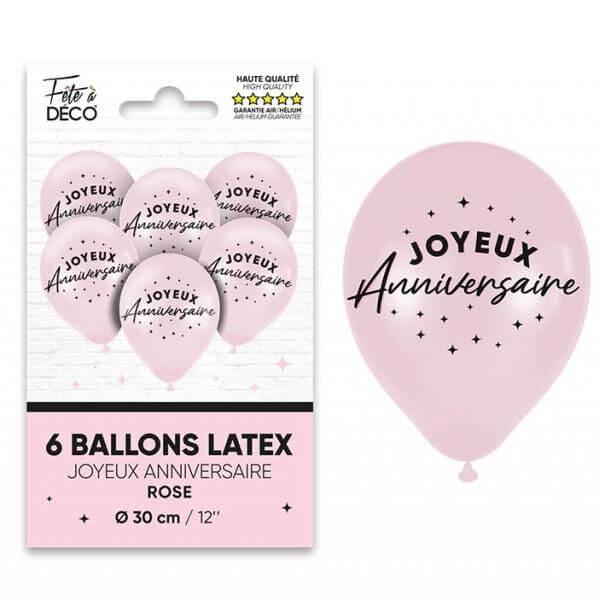 Bal24 ballon latex rose 30cm joyeux anniversaire