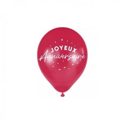Bal24ru ballon latex rouge metallique 30cm joyeux anniversaire